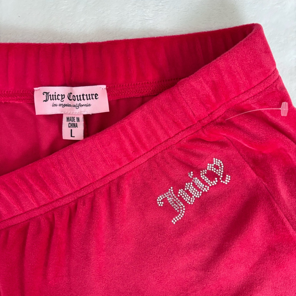 JUICY COUTURE Coco Red Diamanté Velour Tracksuit Top and Jogger Set--NWT--L - Picture 11 of 15